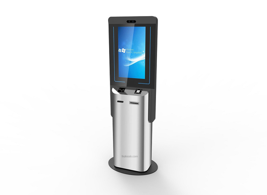 Desktop Self Service Kiosk With 80mm Thermal Printer Passport ID Scanner RFID Card Dispenser