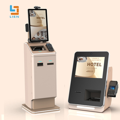 Hotel-Selbstbedienungskiosk mit CCTV-Kamera Kartenrecycler ADA Pass-Scanner