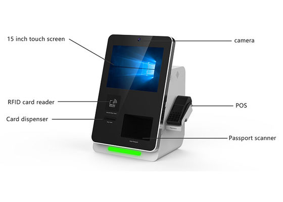 Innenselbstservice-Hotel überprüfen herein und Passscanner-Kiosk mit Rf-Kartenzufuhr